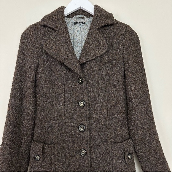 Sisley Long tailored tweed single breasted coat - Picture 2 of 12